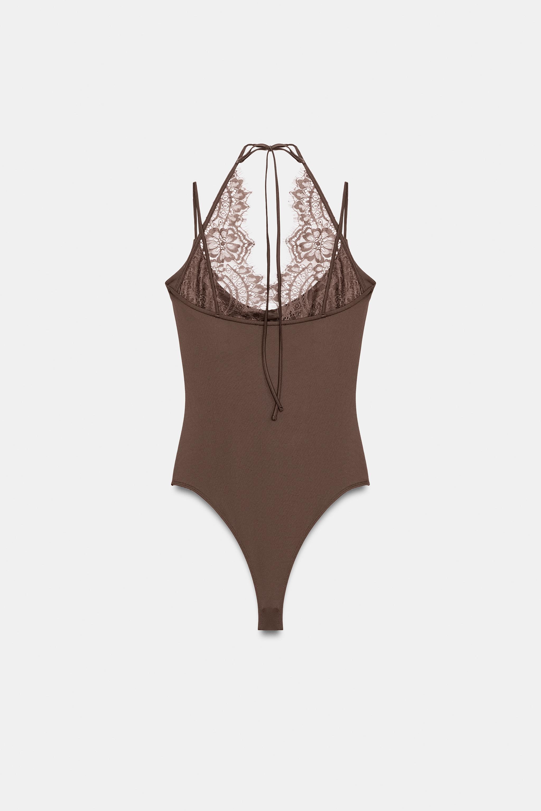 BODY HALTER AVEC DENTELLE COMBINÉE